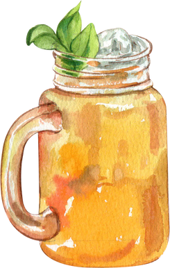 Kombucha Concept.. Cartoon Tea Mushroom Drink. Various Bottles with Ginger and Sugar.Watercolor Cool Summer Vegan Carbonated Beverage Collection